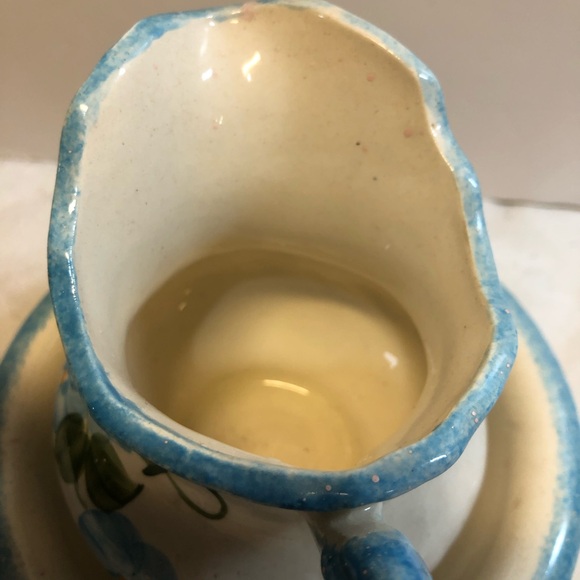 1940’s Cash Family Pottery Erwin Tennessee Small Hand Painted Pitcher Wash Basin - Picture 12 of 13